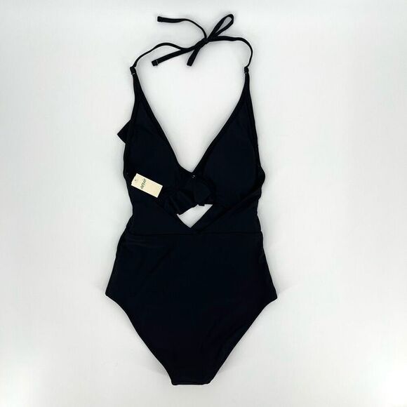 Aerie Cutout Ruffle Full Coverage One Piece Swimsuit Women XS Black NWT - Picture 6 of 9
